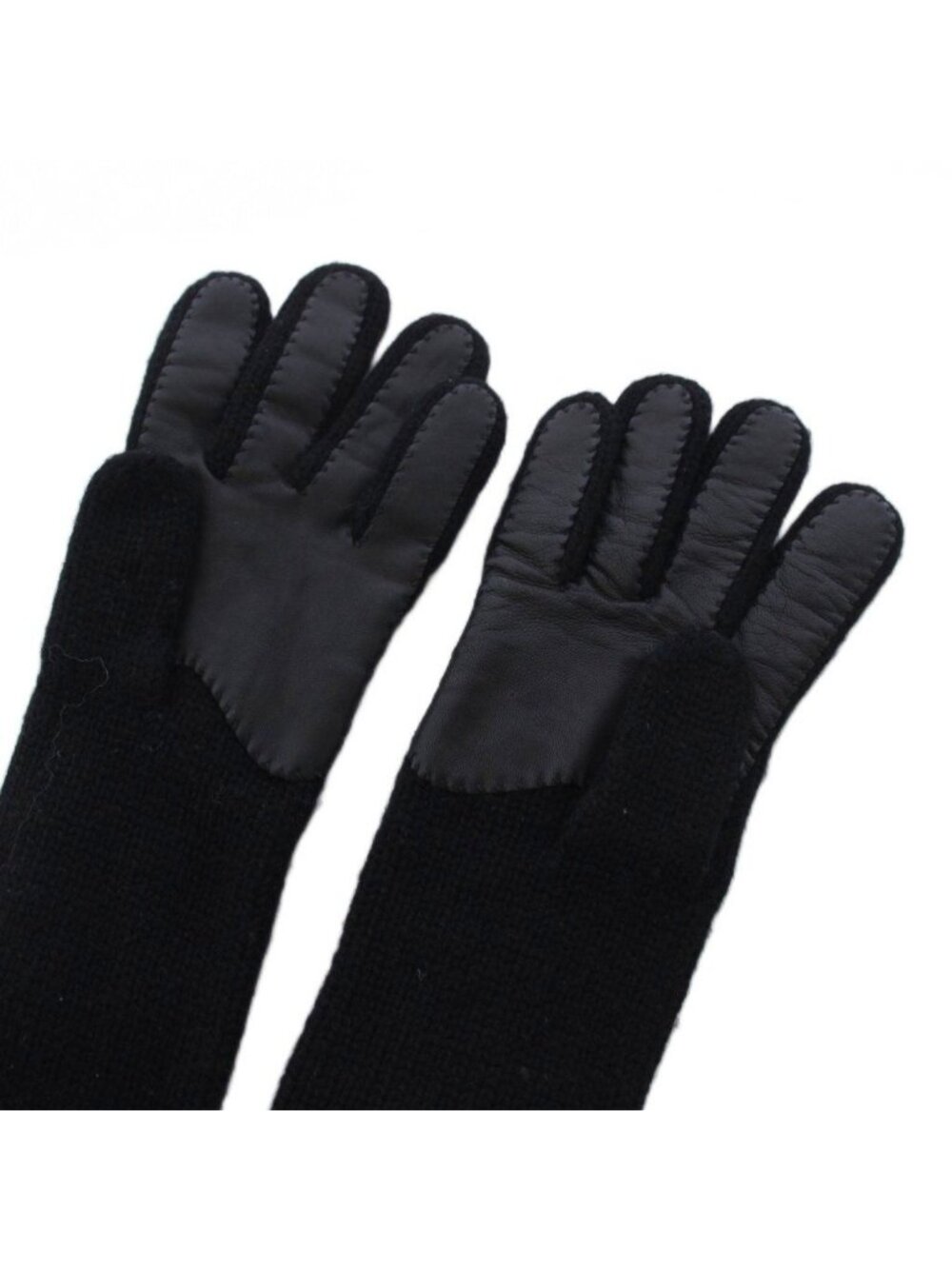 Gucci Gloves Leather Cashmere 7.5 Black - Picture 6 of 7